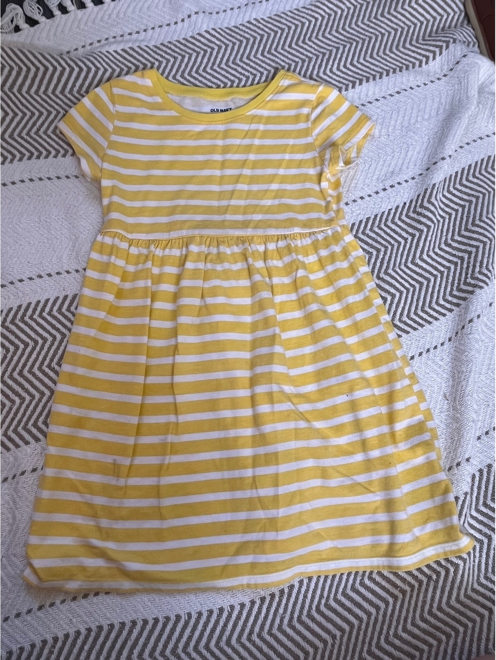 Old Navy 4T Yellow and White Striped Cotton Dress